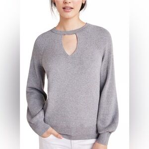 Anthropologie Gray Cutout Sweater Small – Viscose Blend Long Sleeve Cozy Knit